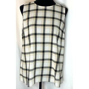 J. Jill Misses Small Plaid Sleeveless Top w/Crossover Back Coastal-NWT $60
